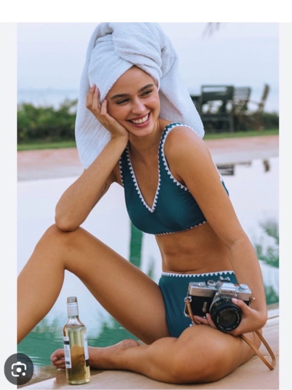 Cupshe Teal Scalloped-Edge Bikini Set